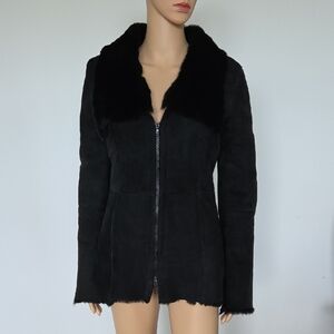 SCOOP Chic Black Shearling Teddy Jacket